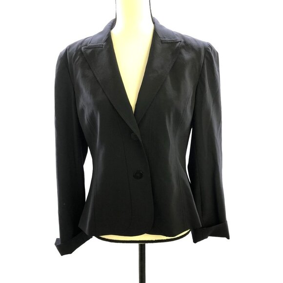 Lafayette 148 Stretch Wool Black Two Button Career Blazer Womens Size 10 - Picture 1 of 10